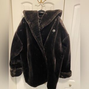 Vintage Y2K Monterey Brown Faux Fur Hoodie Coat